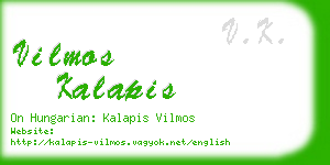 vilmos kalapis business card